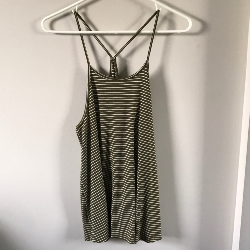 old navy striped green tank top
